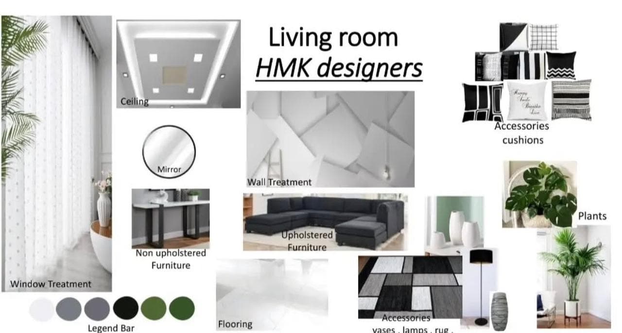 Monochromatic Contemporary Living mood board