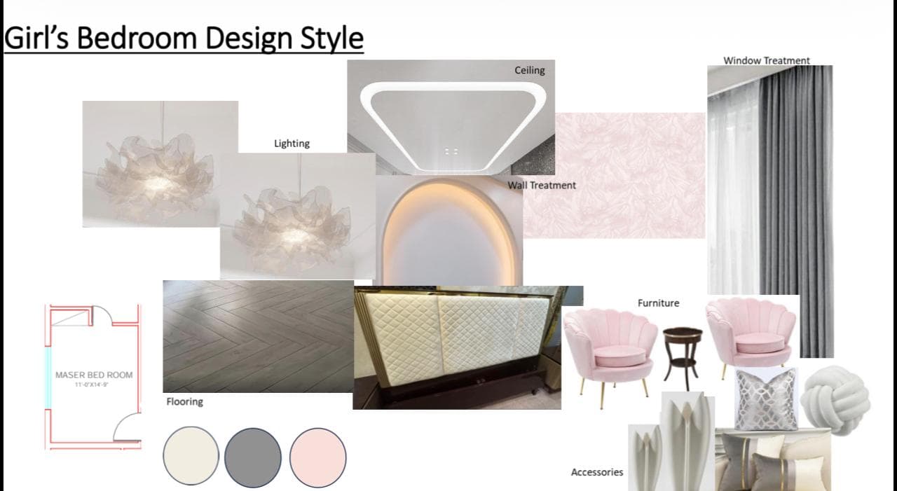 Soft Petal Girl's Bedroom mood board