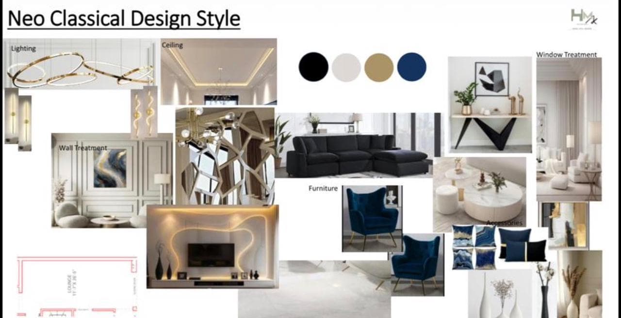 Neo-Classical Lounge mood board